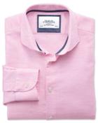 Charles Tyrwhitt Charles Tyrwhitt Extra Slim Fit Spread Collar Business Casual Linen Cotton Light Pink Dress Shirt Size 14.5/32