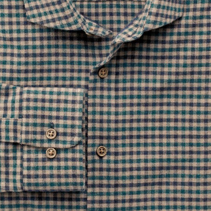 Charles Tyrwhitt Charles Tyrwhitt Classic Fit Gingham Heather Green And Navy Cotton Dress Shirt Size Xl