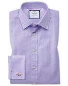 Charles Tyrwhitt Extra Slim Fit Fine Herringbone Lilac Cotton Dress Shirt French Cuff Size 14.5/32 By Charles Tyrwhitt
