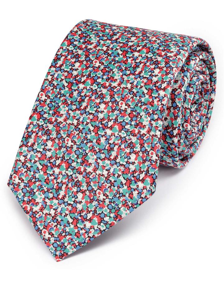 Charles Tyrwhitt Charles Tyrwhitt Pink Multi Cotton Luxury Italian Floral Slim Tie