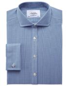 Charles Tyrwhitt Charles Tyrwhitt Slim Fit Spread Collar Non Iron Puppytooth Royal Blue Cotton Dress Shirt Size 14.5/32