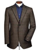 Charles Tyrwhitt Slim Fit Brown Checkered Lambswool Wool Jacket Size 36 By Charles Tyrwhitt