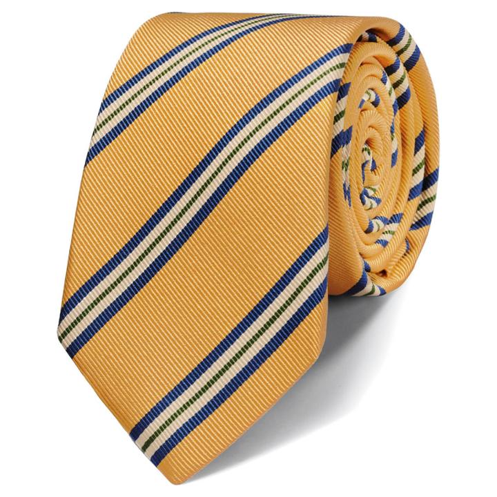 Charles Tyrwhitt Charles Tyrwhitt Luxury Slim Gold Mogador Stripe Tie