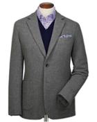  Slim Fit Grey Plain Wool Flannel Wool Blazer Size 42 By Charles Tyrwhitt
