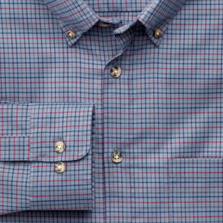 Charles Tyrwhitt Charles Tyrwhitt Slim Fit Non-iron Twill Blue And Pink Mini Tattersall Cotton Dress Shirt Size Xxl