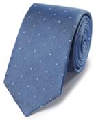  Blue And White Spot Slim Silk Tie By Charles Tyrwhitt