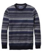  Navy And Blue Crew Neck Fair Isle Wool Sweater Size Xs By Charles Tyrwhitt