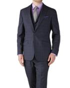 Charles Tyrwhitt Charles Tyrwhitt Blue Check Slim Fit Flannel Business Suit Wool Jacket Size 36