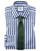 Charles Tyrwhitt Classic Fit Non-iron Jermyn Street Stripes Blue Cotton Dress Shirt Single Cuff Size 15.5/33 By Charles Tyrwhitt