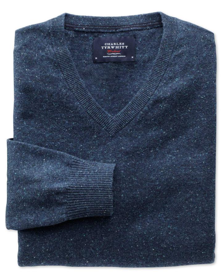 Charles Tyrwhitt Indigo Cotton Cashmere V-neck Cotton/cashmere Sweater Size Xs By Charles Tyrwhitt