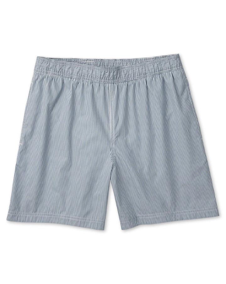 Charles Tyrwhitt Charles Tyrwhitt Washed Navy And White Stripe Cotton Swim Shorts Size Medium
