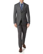  Grey Slim Fit Luxury Italian Check Suit Wool Jacket Size 40 By Charles Tyrwhitt