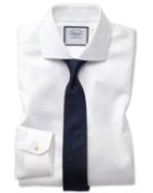  Super Slim Fit Non-iron Spread Collar White Oxford Stretch Cotton Dress Shirt Single Cuff Size 14/33 By Charles Tyrwhitt
