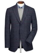 Charles Tyrwhitt Slim Fit Navy Checkered British Tweed Wool Jacket Size 36 By Charles Tyrwhitt