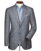 Charles Tyrwhitt Slim Fit Blue Prince Of Wales Checkered Luxury Border Tweed Wool Jacket Size 36 By Charles Tyrwhitt