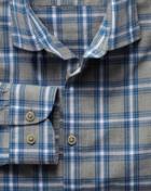 Charles Tyrwhitt Extra Slim Fit Grey And Sky Blue Check Heather Cotton Casual Shirt Single Cuff Size Small By Charles Tyrwhitt