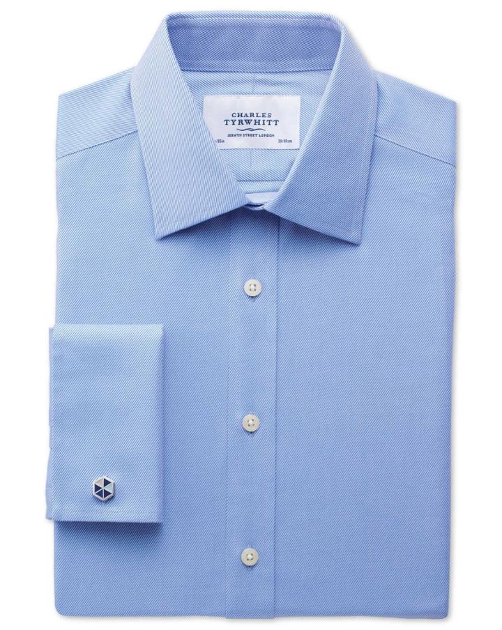 Charles Tyrwhitt Charles Tyrwhitt Extra Slim Fit Egyptian Cotton Cavalry Twill Blue Dress Shirt Size 14.5/32
