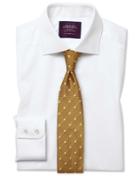  Classic Fit White Luxury Twill Egyptian Cotton Dress Shirt Single Cuff Size 15.5/33 By Charles Tyrwhitt