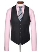 Charles Tyrwhitt Charles Tyrwhitt Navy Stripe Twill Business Suit Wool Vest Size W46