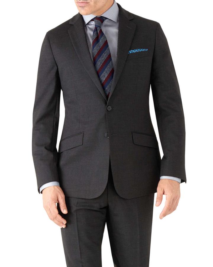 Charles Tyrwhitt Charcoal Slim Fit Performance Suit Wool Stretch Jacket Size 38 By Charles Tyrwhitt