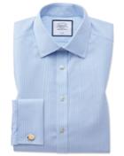  Classic Fit Non-iron Bengal Stripe Sky Blue Cotton Dress Shirt French Cuff Size 15.5/32 By Charles Tyrwhitt