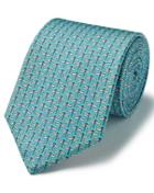  Aqua Silk Animal Print Classic Tie By Charles Tyrwhitt