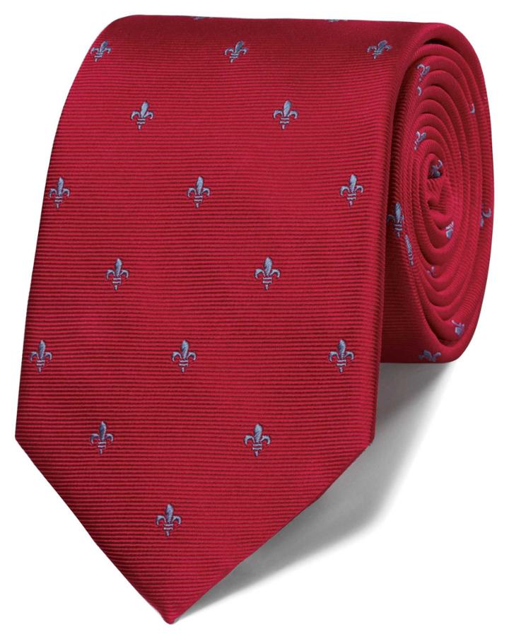 Charles Tyrwhitt Red And Sky Silk Classic Fleur-de-lys Tie By Charles Tyrwhitt