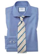 Charles Tyrwhitt Slim Fit Spread Collar Non-iron Cotton Stretch Oxford Mid Blue Dress Shirt Single Cuff Size 14.5/32 By Charles Tyrwhitt