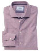 Charles Tyrwhitt Extra Slim Fit Semi-spread Collar Business Casual Non-iron Modern Textures Red & Blue Cotton Dress Shirt Single Cuff Size 14.5/32 By Charles Tyrwhitt