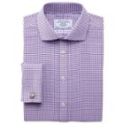 Charles Tyrwhitt Charles Tyrwhitt Purple Basket Weave Check Non-iron Spread Extra Slim Fit Shirt (14.5 - 33)