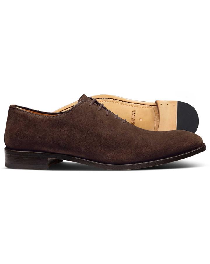  Brown Suede Wholecut Shoes Size 11 By Charles Tyrwhitt