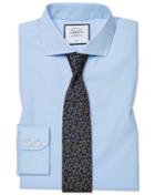  Classic Fit Sky Blue Non-iron Twill Cutaway Collar Cotton Dress Shirt Single Cuff Size 15/33 By Charles Tyrwhitt