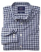 Charles Tyrwhitt Charles Tyrwhitt Classic Fit Non-iron Poplin Navy Check Cotton Dress Shirt Size Large