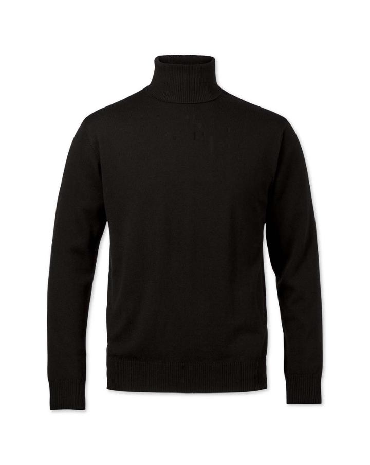 Charles Tyrwhitt Charles Tyrwhitt Black Merino Wool Roll Neck Sweater