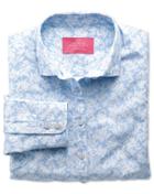 Charles Tyrwhitt Charles Tyrwhitt Women's Semi-fitted Sky Leaf Print Cotton Shirt Size 14
