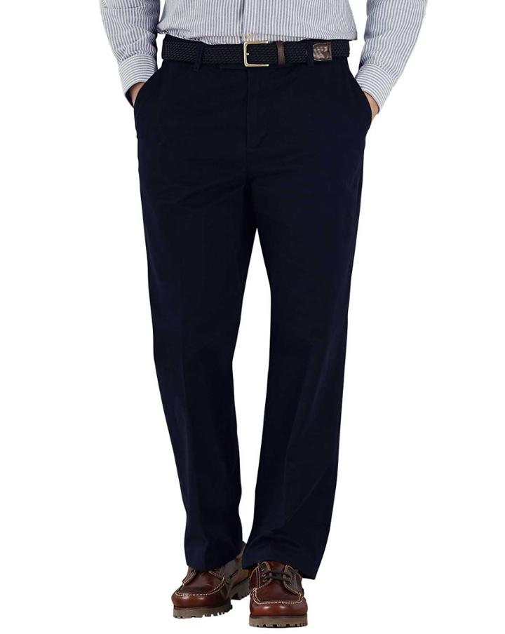 Charles Tyrwhitt Navy Classic Fit Flat Front Weekend Cotton Chino Pants Size W32 L30 By Charles Tyrwhitt