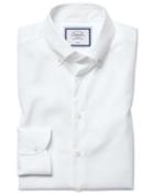  Extra Slim Fit Business Casual Non-iron White Cotton Dress Shirt Single Cuff Size 14.5/33 By Charles Tyrwhitt