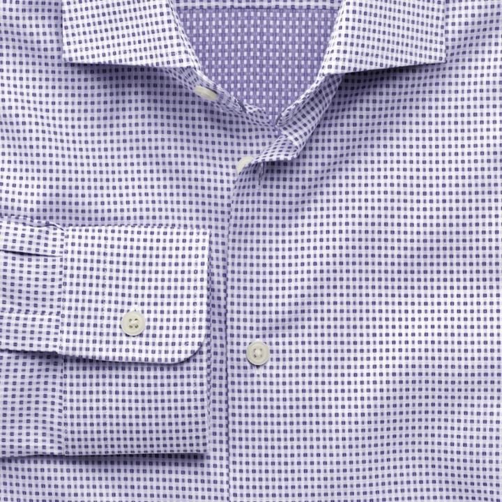 Charles Tyrwhitt Slim Fit Semi-spread Collar Business Casual Square Double Face Purple Egyptian Cotton Dress Casual Shirt Single Cuff Size 16.5/35 By Charles Tyrwhitt