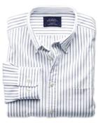 Charles Tyrwhitt Charles Tyrwhitt Extra Slim Fit Grey Stripe Washed Oxford Cotton Dress Shirt Size Large