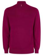  Dark Pink Merino Zip Neck 100percent Merino Wool Sweater Size Large By Charles Tyrwhitt