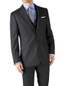Charles Tyrwhitt Charles Tyrwhitt Charcoal Slim Fit Birdseye Travel Suit Wool Jacket Size 36
