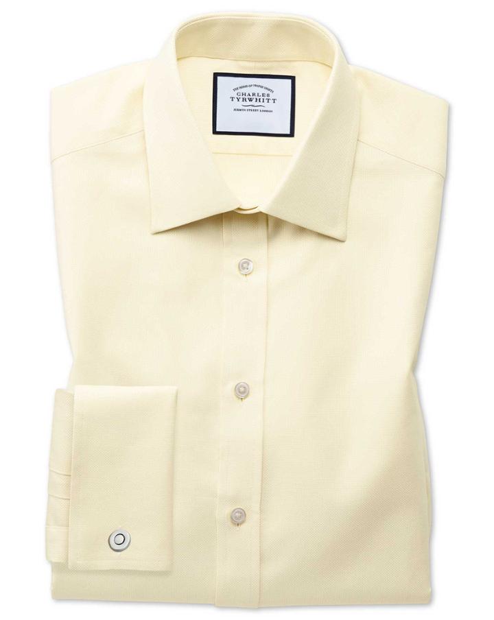 Classic Fit Egyptian Cotton Royal Oxford Yellow Dress Shirt French Cuff Size 15.5/33 By Charles Tyrwhitt