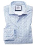 Charles Tyrwhitt Extra Slim Fit Semi-spread Collar Business Casual White And Blue Ditsy Print Cotton Dress Shirt Single Cuff Size 14.5/33 By Charles Tyrwhitt