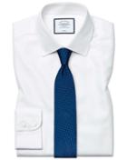  Classic Fit Non-iron Buckingham Weave White Cotton Dress Shirt Single Cuff Size 15/33 By Charles Tyrwhitt