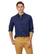  Slim Fit Royal Blue Button-down Washed Oxford Plain Cotton Casual Shirt Single Cuff Size Small By Charles Tyrwhitt