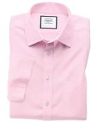 Charles Tyrwhitt Classic Fit Non-iron Poplin Short Sleeve Pink Cotton Dress Shirt Size 15/short By Charles Tyrwhitt