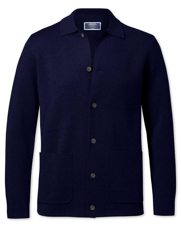  Navy Merino Wool Jacket Size Large By Charles Tyrwhitt