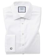 Super Slim Fit Non-iron White Triangle Weave Cotton Dress Shirt French Cuff Size 14/33 By Charles Tyrwhitt