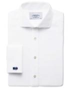 Charles Tyrwhitt Charles Tyrwhitt Extra Slim Fit Spread Collar Non-iron Herringbone White Cotton Dress Shirt Size 14.5/32