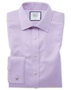  Slim Fit Non-iron Lilac Triangle Weave Cotton Dress Shirt Single Cuff Size 14.5/32 By Charles Tyrwhitt